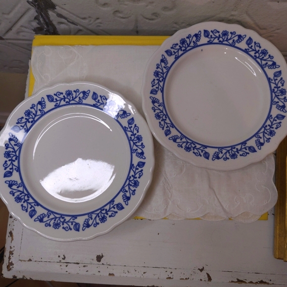 1960s Homer Laughlin China American Rose Country Blue Salad Plates-Set of 2 - Picture 3 of 13
